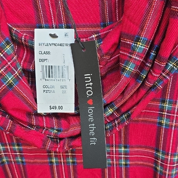 Intro. Red plaid Checkered Plus Size - Picture 2 of 3